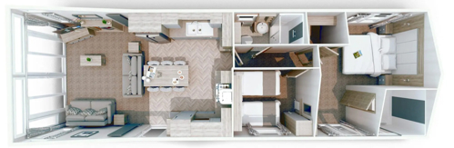 Willerby Vogue Classique 2022 2 Bed Floor Plan